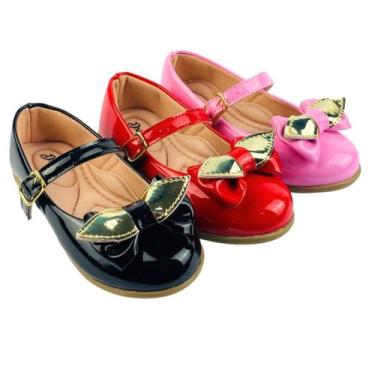 Imagem de Kit Com 3 Pares Sapatilha Infantil Menina Boneca Verniz Confortável SP