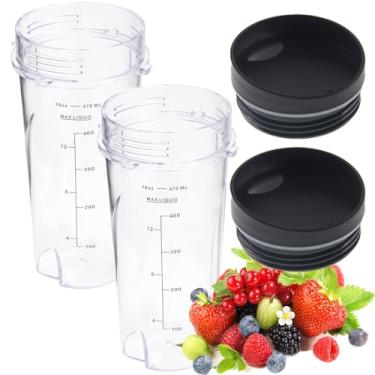 Imagem de 16oz Replacement Cups for Ninja QB3001SS Fit Compact Personal Blender, 16oz Blender Cups Replacement Parts Compatible with Ninja BL660 BL740 BL770 Blender, with Lids- 2 PackL8