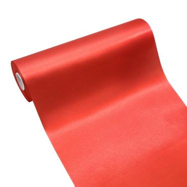 Imagem de Simplegoal Fita larga de cetim vermelho 25 cm 25 jardas tecido grande fita de seda para embrulho de presente cerimônia de corte grande abertura cadeira faixa mesa cabelo carro laços costura artesanato