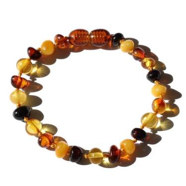 Imagem de Pulseira e Tornozeleira Infantil 15cm Âmbar Báltico Misto Polido - Âmb