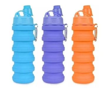 Imagem de Kit 20 Garrafa Retrátil 500ml Silicone Esportivo Agua - OEM