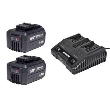 Imagem de Kit Carregador Duplo 18v e 2 Baterias 4 ah Wesco
