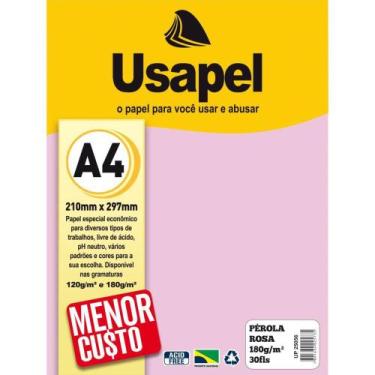 Imagem de Papel A4 Perolado Usapel Rosa 180G  Caixa com 30 Folhas - Filiperson