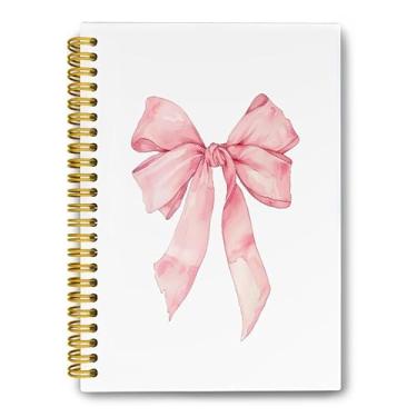 Imagem de LiTiu Caderno de diário espiral preppy coquete rosa fofo, caderno estético para escola, adolescentes, meninas, mulheres, moderno, capa dura, espiral, campus, cadernos 80 folhas 14 x 21 cm
