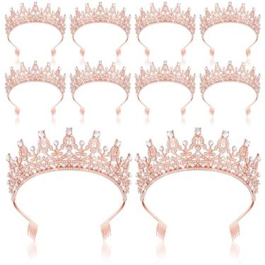 Imagem de Wavyknot 10 peças de coroa de tiara de cristal para mulheres, coroa de princesa e rainha com pente strass, acessórios de cabelo, joias para mulheres, meninas, noivas, formaturas, festas de