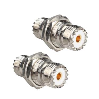 Imagem de Futheda 2 peças PL259 SO239 Bulkhead UHF fêmea para adaptador fêmea UHF conector coaxial RF de baixa perda compatível com roteador WiFi WLAN antena de transmissão cabo de extensão de sinal Booster
