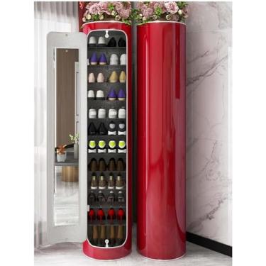 Imagem de Sapateira vertical rotativa 360 multifuncional para uso doméstico sapateira giratória para armário de casa corredor entrada quarto (cor: branco, tamanho: 99 cm/38,9 pol 6 camadas), vermelho, 127 cm/50