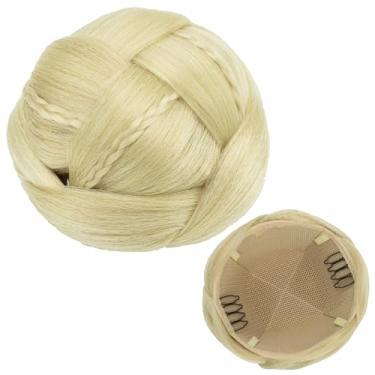 Imagem de IMISSU Cobertura de cabelo trançado chignon dançarina rosquinhas scrunchies mulheres coques de cabelo peruca updo (M1 Loira Suja)