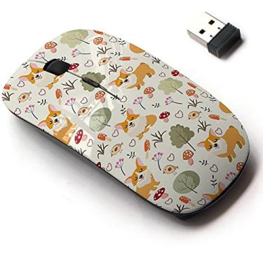 Imagem de Mouse sem fio de 2,4 G com design de padrão fofo para todos os laptops e desktops com nano receptor - Corgi infantil