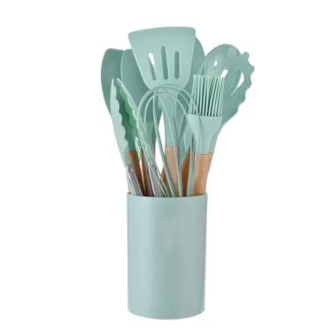 Imagem de HJZSZX 12PCS Silicone Utensílios de Cozinha Antiaderentes Utensílios de Cozinha Conjunto Espátula Pá Batedores de Ovos Alça Conjunto de Ferramentas de Cozinha, 1, Mais de Cinco, Conjunto de Peças