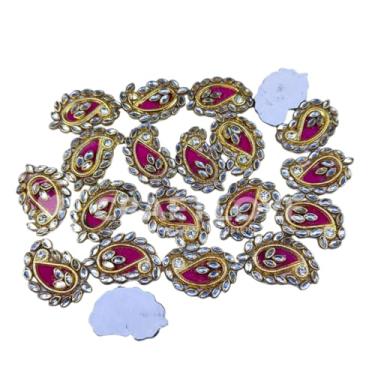 Imagem de CRAFT LOVE Remendos Drop Kundan para artesanato DIY, bordados, costurar roupas, blusa, sari, jaqueta e design - Pacote com 20 peças (4 cm x 2,5 cm)