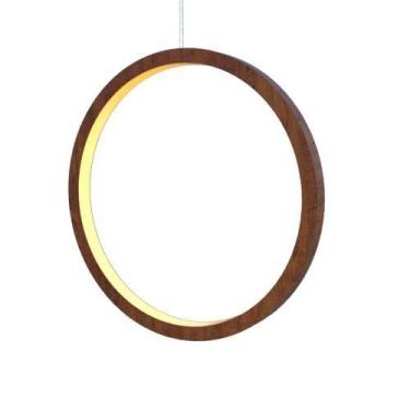 Imagem de Lustre Pendente Anel Vertical LED 28w 2700k 60cm Madeira Imbuia - FOXL