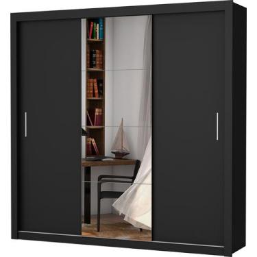 Imagem de Guarda roupa veneza plus gold (1 pt c/ espelho) - preto/off - CARIOCA 