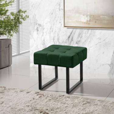 Imagem de Banqueta Puff Pés de Ferro Para Sala Quarto Decorativo - Mobigu, Verde