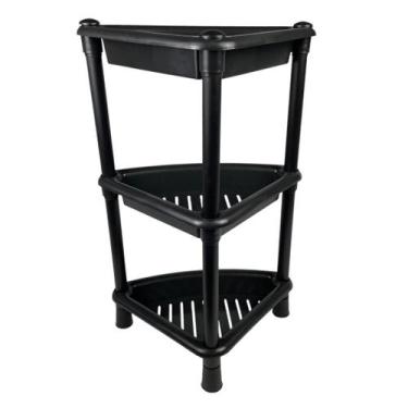 Imagem de Prateleira Desmontável De Canto Com 3 Cestos Multiuso - RK, Preto