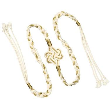 Imagem de Cordão de Fixação LIKEYO para Casamento - Algodão, 2m (Dourado/Marfim)