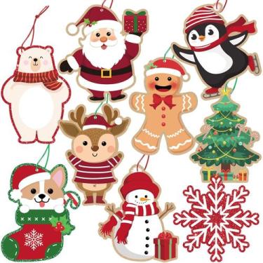 Imagem de Etiquetas de Presente de Natal COCHIE - 63 Unidades com Cordão e Glitt