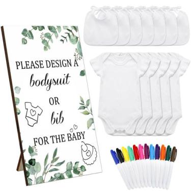 Imagem de Conjunto de 43 Peças Baby Bibs Bodysuit Panitay com Placa de Madeira