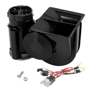 Imagem de DXNQ Buzina de ar de trem para caminhão, buzina de caracol super alto de 12 V com compressor de chicote de fiação de relé, kit de buzina elétrica de caracol à prova d'água para veículos de 12 V,