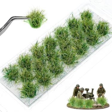 Imagem de Lusofie 20 peças de grama estática, grama modelo espessa, grama em miniatura de resina, grama de trem modelo de diorama, miniatura de tufos de grama faça você mesmo, cenário ferroviário areia layout
