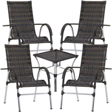 Imagem de 4 Cadeiras Vênus e Mesa Garden Área Externa Trama