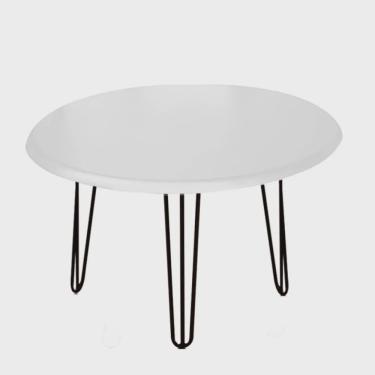 Imagem de Mesa De Centro Roma Industrial Pé de Ferro Preto Tampo Madeira Branco - Ahazzo Móveis