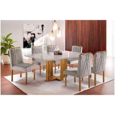 Imagem de Conjunto Sala De Jantar 6 Lugares 6 Cadeiras Mel Off White