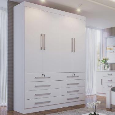 Imagem de Guarda-Roupa 4 Portas 8 Gavetas Branco Mônaco D'Doro