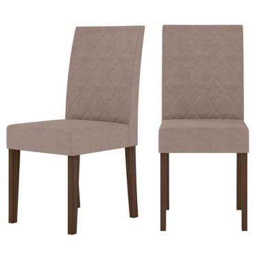 Imagem de Cadeira Para Mesa De Jantar Jade Kit 02 Peças Bordado Amêndoa Cappuccino - Poliman