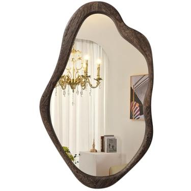 Imagem de AOAOPQ Espelho de comprimento total 50,8 cm x 71,1 cm total irregular para pendurar ou inclinar espelhos montados na parede com moldura de madeira para quarto sala de estar Browm