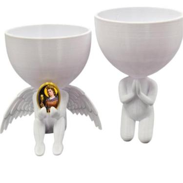 Imagem de Kit Decoração Santa Barbara Anjinho Relicario  Oração - Point da Fe