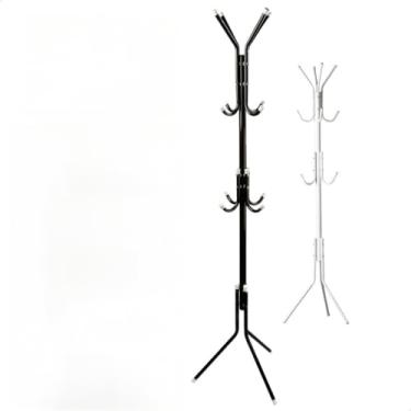 Imagem de Mancebo Cabideiro Chão Roupas 12 Ganchos Organizador Casaco Chapéu(Preto (12 Ganchos))