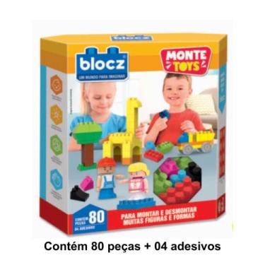 Imagem de Blocos de Montar Educativo 80 peças Montagem Livre Blocz