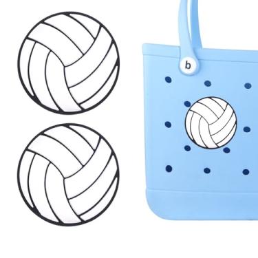 Imagem de Yumttero 2 peças de pingentes estilo bola esportiva para bolsa Bogg acessórios compatíveis com bolsa Bogg original todos os modelos, pingentes decorativos de vôlei para bolsa de mão de praia