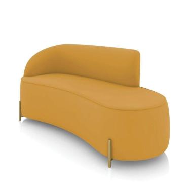 Imagem de Sofá 3 Lugares Orgânico 180cm Pé Ferro Dourado Morgan Veludo Mostarda D03 - D`rossi