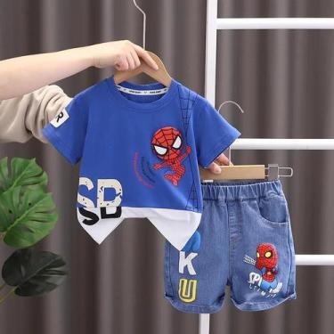 Imagem de Roupa de Verão Infantil Homem-Aranha - Camiseta e Jeans Disney, 130, A