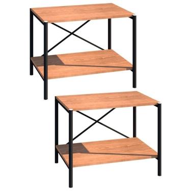 Imagem de Kit 2 Sapateiras Multiuso Hall De Entrada 60cm 2 Prateleiras Padova Demolição-preto - A...