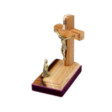 Imagem de Adorno Crucifixo Maria ao Pé da Cruz em Madeira 9cm
