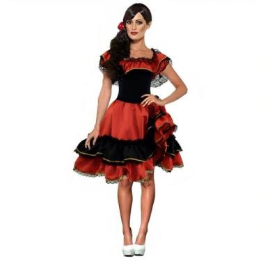 Imagem de Fantasia Espanhola Adulta de Luxo Vestido de Alta Costura + Veu Negro 