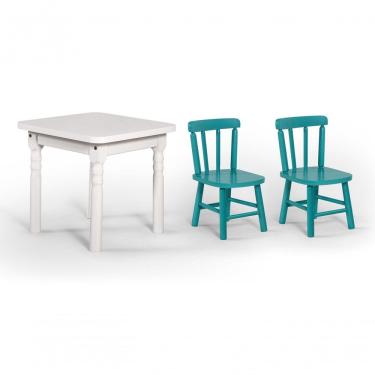 Imagem de Conjunto Mesinha Infantil Branca 2 Cadeiras Turquesa