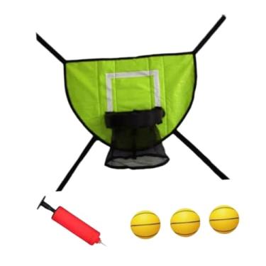 Imagem de menolana Acessório para cesta de basquete e trampolim com 3 mini bolas de basquete e 1 bomba para adultos crianças, Basquete Amarelo