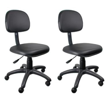Imagem de Kit 2 Cadeiras Secretária Giratória Courvin Preto Home Gourmet Ergonômica Ajustável com Rodízios Antirrisco Escritório