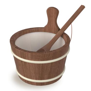 Imagem de BNEHS Balde de sauna e concha, acessórios de sauna feitos de cedro vermelho feito à mão, conjunto de sauna de madeira com forro de plástico e alça