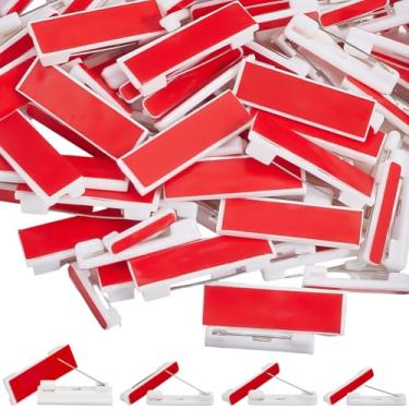 Imagem de SUNNYCLUE 100 peças, 4 estilos, adesivos de alfinete, crachá, crachá, etiquetas plásticas, brancas, retangulares, barra traseira de segurança, etiquetas de artesanato de ferro, broches, achados