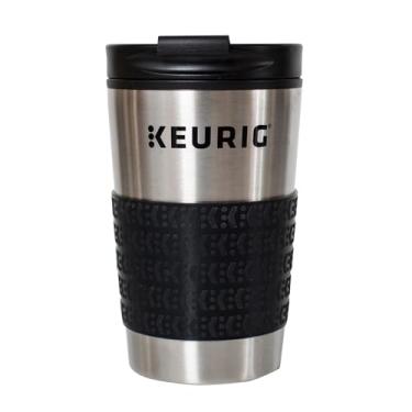 Imagem de Caneca de viagem de aço inoxidável facetada Keurig serve para cafeteira K-Cup Pod, Stainless Steel, 12 oz, 1