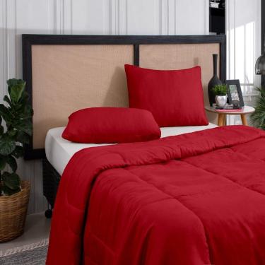 Imagem de Kit Edredom Casal Queen 3 Peças Margarida Cama Box Vermelho