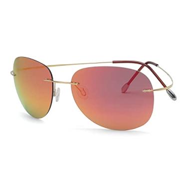 Imagem de Óculos de sol polarizados com armação de titânio sem aro Eyekepper, Aviator Gold Frame, One Size