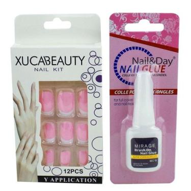 Imagem de Kit feminina unha postiça natural cola revenda envio 24h - Orizom