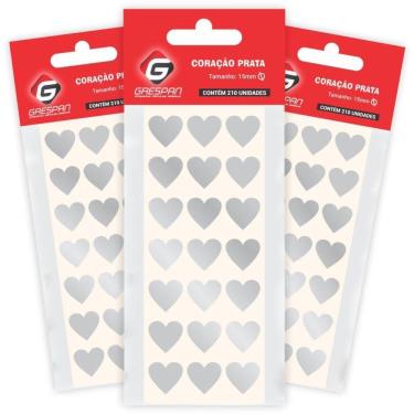 Imagem de Etiqueta Lisa Coração Prata com 210 Etiquetas - Grespan