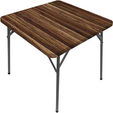 Imagem de Capa de mesa de madeira ajustada, estampa de textura de prancha de madeira, toalha de mesa impermeável interna/externa, sala de jantar de pátio e cozinha, serve para mesa de 122 x 172 cm